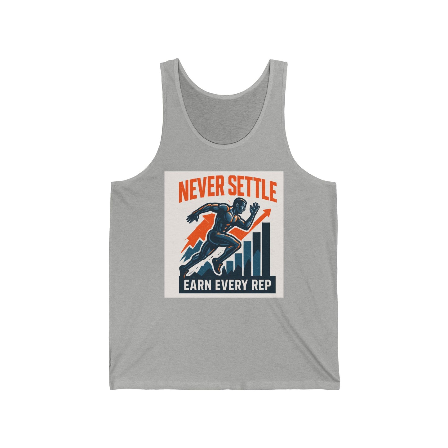 Motivational Fitness Tank Top, Workout Shirt, Gym Apparel, Unisex Jersey Tank, Gift for Fitness Enthusiasts, Never Settle, Earn Every Rep