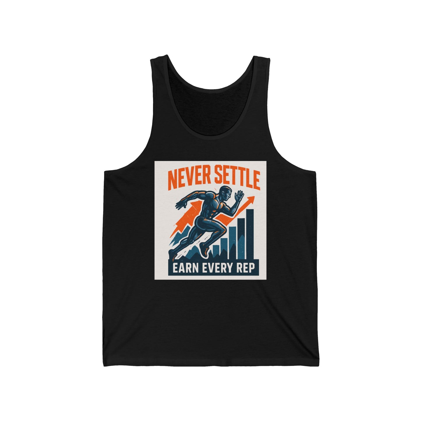 Motivational Fitness Tank Top, Workout Shirt, Gym Apparel, Unisex Jersey Tank, Gift for Fitness Enthusiasts, Never Settle, Earn Every Rep